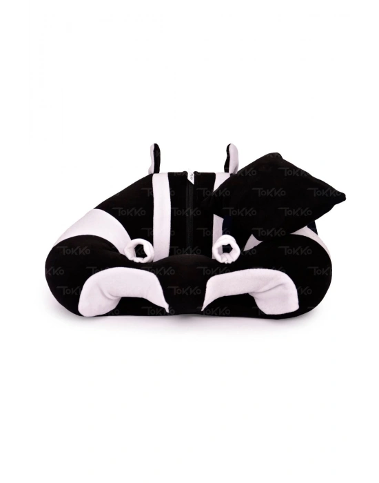 Yastık Hediyeli Bebek  Oturma Destek Minderi - Büyük Bebek Koltuğu  Siyah Beyaz