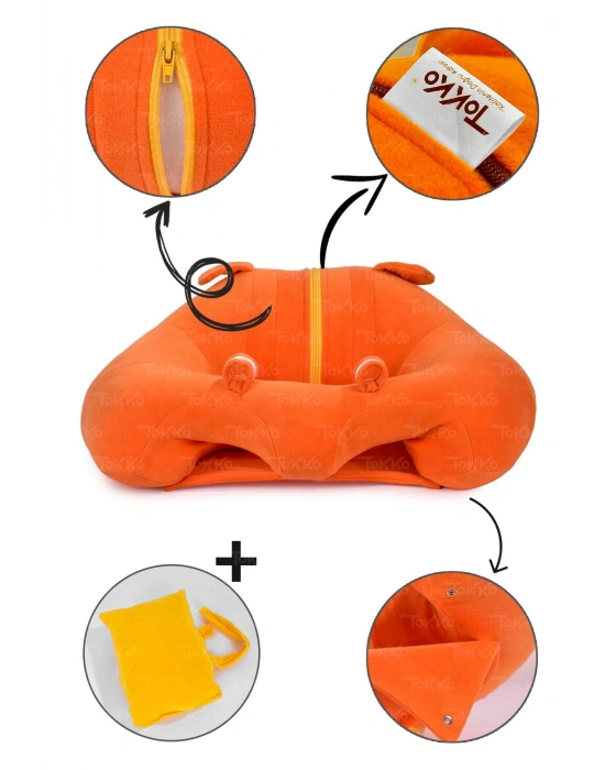 Yastık Hediyeli Bebek  Oturma Destek Minderi - Büyük Bebek Koltuğu  Turuncu