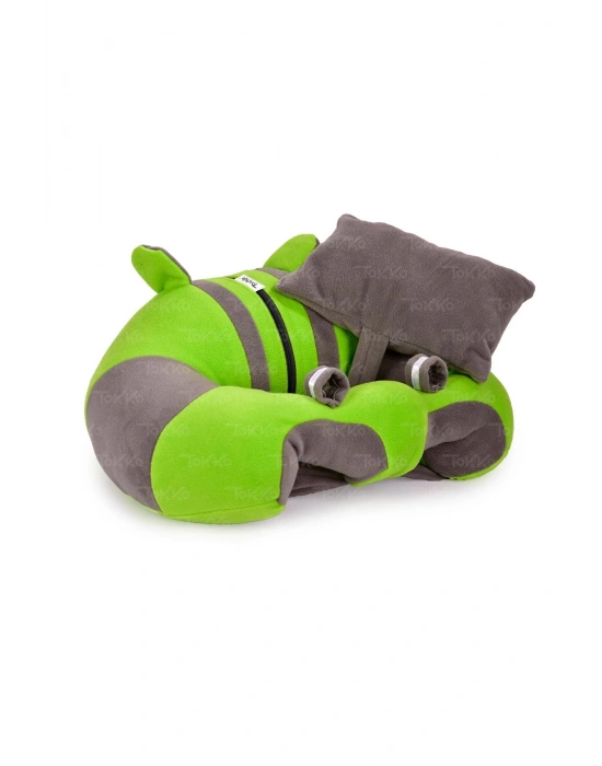 Yastık Hediyeli Bebek  Oturma Destek Minderi - Büyük Bebek Koltuğu  Yeşil Gri