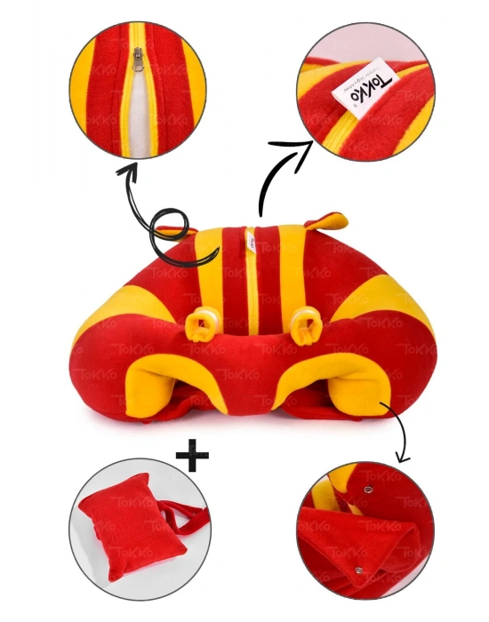 Yastık Hediyeli  Oturma Destek Minderi - Büyük Bebek Koltuğu  Sarı Kırmızı