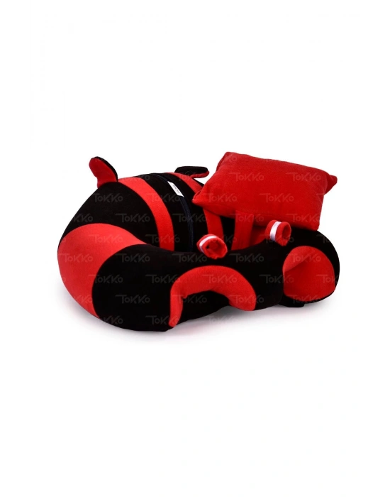 Yastık Hediyeli  Oturma Destek Minderi - Büyük Bebek Koltuğu  Siyah Kırmızı