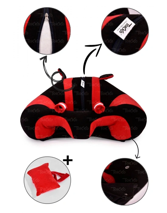 Yastık Hediyeli  Oturma Destek Minderi - Büyük Bebek Koltuğu  Siyah Kırmızı