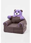 Anti Bakteriyel Portatif Katlanabilir Sünger Çocuk Koltuğu - Panda, Ayıcık Koltuk Gri Lila