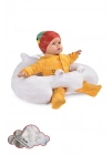 Elyaf Dolgu Bebek Oturma Destek Minderi - Devrilmez Bebek Koltuğu - Büyük Bebek Oturağı Beyaz