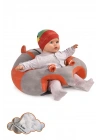 Elyaf Dolgu Bebek Oturma Destek Minderi - Devrilmez Bebek Koltuğu - Büyük Bebek Oturağı Gri Turuncu