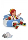 Elyaf Dolgu Bebek Oturma Destek Minderi - Devrilmez Bebek Koltuğu - Büyük Bebek Oturağı Mavi Beyaz