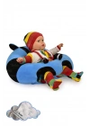 Elyaf Dolgu Bebek Oturma Destek Minderi - Devrilmez Bebek Koltuğu - Büyük Bebek Oturağı Mavi Siyah
