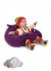 Elyaf Dolgu Bebek Oturma Destek Minderi - Devrilmez Bebek Koltuğu - Büyük Bebek Oturağı Mor