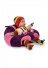 Elyaf Dolgu Bebek Oturma Destek Minderi - Devrilmez Bebek Koltuğu - Büyük Bebek Oturağı Mor Pembe