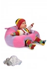 Elyaf Dolgu Bebek Oturma Destek Minderi - Devrilmez Bebek Koltuğu - Büyük Bebek Oturağı Pembe Lila