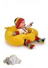 Elyaf Dolgu Bebek Oturma Destek Minderi - Devrilmez Bebek Koltuğu - Büyük Bebek Oturağı Sarı