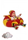 Elyaf Dolgu Bebek Oturma Destek Minderi - Devrilmez Bebek Koltuğu - Büyük Bebek Oturağı Sarı Kırmızı