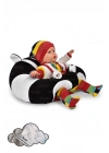 Elyaf Dolgu Bebek Oturma Destek Minderi - Devrilmez Bebek Koltuğu - Büyük Bebek Oturağı Siyah Beyaz