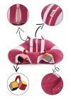 Oyuncaklı Bebek Oturma Destek Minderi - Devrilmez Bebek Koltuğu - Büyük Bebek Oturağı Fuşya Beyaz