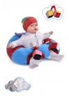 Oyuncaklı Bebek Oturma Destek Minderi - Devrilmez Bebek Koltuğu - Büyük Bebek Oturağı Mavi Kırmızı
