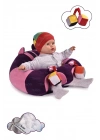 Oyuncaklı Bebek Oturma Destek Minderi - Devrilmez Bebek Koltuğu - Büyük Bebek Oturağı Mor Pembe