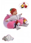 Oyuncaklı Bebek Oturma Destek Minderi - Devrilmez Bebek Koltuğu - Büyük Bebek Oturağı Pembe Lila