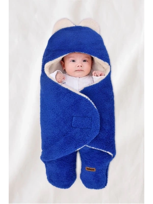 0-12 Ay Çift Kat Elyaflı Bebek Dış Kundak- Pelüş Bebek Battaniyesi- Ayaklı Welsoft Bebek Uyku Tulumu