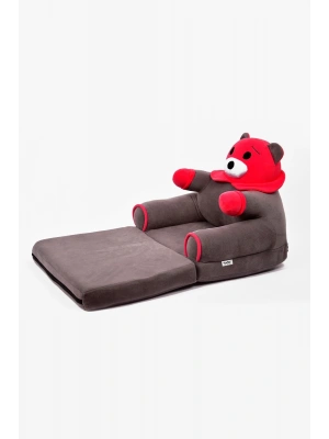 Anti Bakteriyel Portatif Katlanabilir Sünger Çocuk Koltuğu - Panda, Ayıcık Koltuk Gri Fuşya