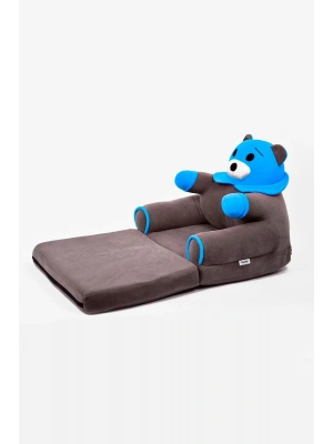Anti Bakteriyel Portatif Katlanabilir Sünger Çocuk Koltuğu - Panda, Ayıcık Koltuk Gri Mavi