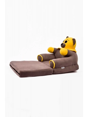 Anti Bakteriyel Portatif Katlanabilir Sünger Çocuk Koltuğu - Panda, Ayıcık Koltuk Gri Sarı