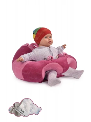 Elyaf Dolgu Bebek Oturma Destek Minderi - Devrilmez Bebek Koltuğu - Büyük Bebek Oturağı Fuşya Pembe
