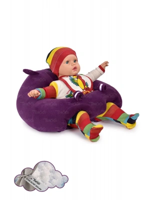 Elyaf Dolgu Bebek Oturma Destek Minderi - Devrilmez Bebek Koltuğu - Büyük Bebek Oturağı Mor