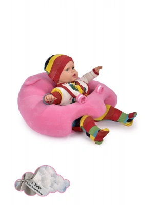 Elyaf Dolgu Bebek Oturma Destek Minderi - Devrilmez Bebek Koltuğu - Büyük Bebek Oturağı Pembe