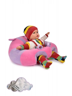 Elyaf Dolgu Bebek Oturma Destek Minderi - Devrilmez Bebek Koltuğu - Büyük Bebek Oturağı Pembe Lila