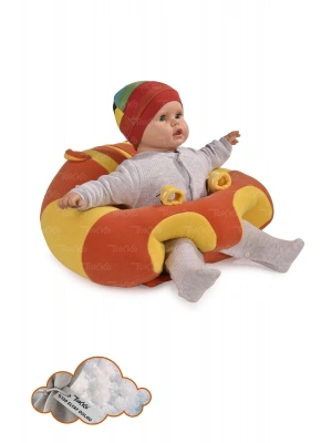 Elyaf Dolgu Bebek Oturma Destek Minderi - Devrilmez Bebek Koltuğu - Büyük Bebek Oturağı Sarı Turuncu