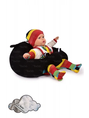 Elyaf Dolgu Bebek Oturma Destek Minderi - Devrilmez Bebek Koltuğu - Büyük Bebek Oturağı Siyah