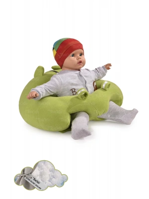Elyaf Dolgu Bebek Oturma Destek Minderi - Devrilmez Bebek Koltuğu - Büyük Bebek Oturağı Yeşil