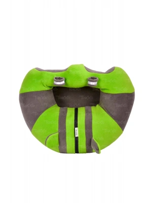 Elyaf Dolgu Bebek Oturma Destek Minderi - Devrilmez Bebek Koltuğu - Büyük Bebek Oturağı Yeşil Gri
