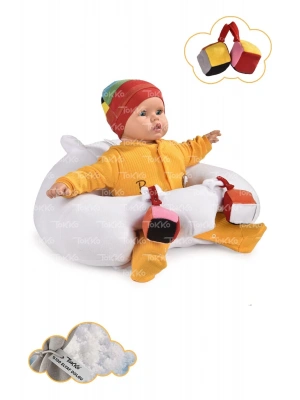 Oyuncaklı Bebek Oturma Destek Minderi - Devrilmez Bebek Koltuğu - Büyük Bebek Oturağı Beyaz