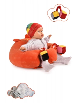 Oyuncaklı Bebek Oturma Destek Minderi - Devrilmez Bebek Koltuğu - Büyük Bebek Oturağı Turuncu