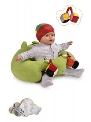 Oyuncaklı Bebek Oturma Destek Minderi - Devrilmez Bebek Koltuğu - Büyük Bebek Oturağı Yeşil