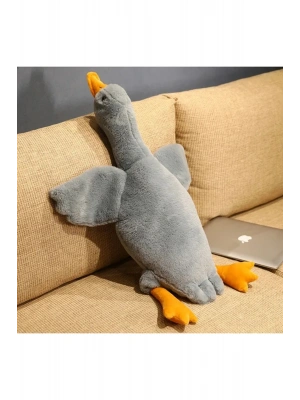 Sevimli Peluş Welsoft Çocuk Uyku Arkadaşım Uçan Kaz 75 Cm Bebek Uyku Yastığı Ördek Gri
