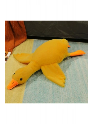 Sevimli Peluş Welsoft Çocuk Uyku Arkadaşım Uçan Kaz 75 Cm Bebek Uyku Yastığı Ördek Hardal