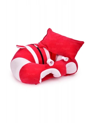 Yastık Hediyeli Bebek  Oturma Destek Minderi - Büyük Bebek Koltuğu  Fuşya Beyaz