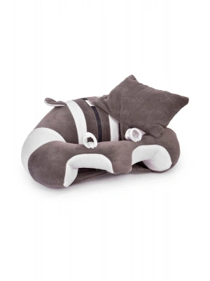 Yastık Hediyeli Bebek  Oturma Destek Minderi - Büyük Bebek Koltuğu  Gri Beyaz