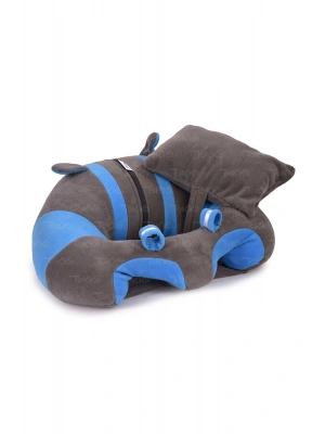 Yastık Hediyeli Bebek  Oturma Destek Minderi - Büyük Bebek Koltuğu  Gri Mavi