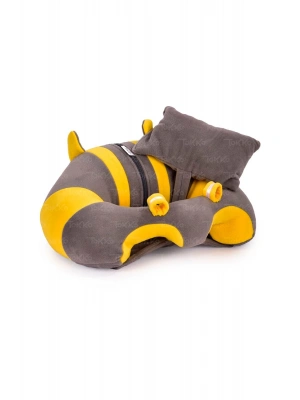 Yastık Hediyeli Bebek  Oturma Destek Minderi - Büyük Bebek Koltuğu Gri Sarı