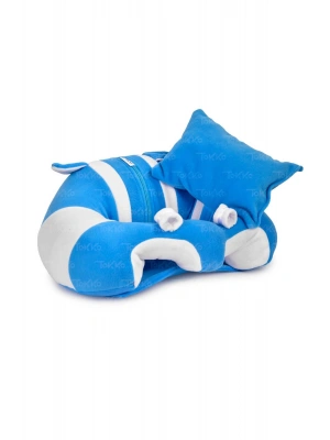 Yastık Hediyeli Bebek  Oturma Destek Minderi - Büyük Bebek Koltuğu  Mavi Beyaz