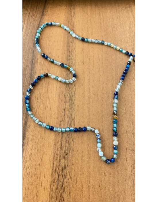 A Kalite Kesme Akik Taşı Kolye 4 mm 55 cm