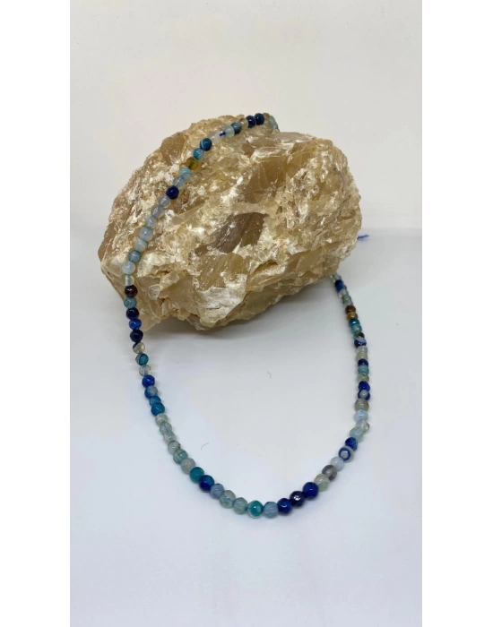 A Kalite Kesme Akik Taşı Kolye 4 mm 55 cm