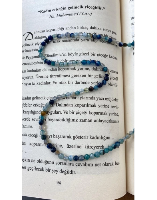 A Kalite Kesme Akik Taşı Kolye 4 mm 55 cm