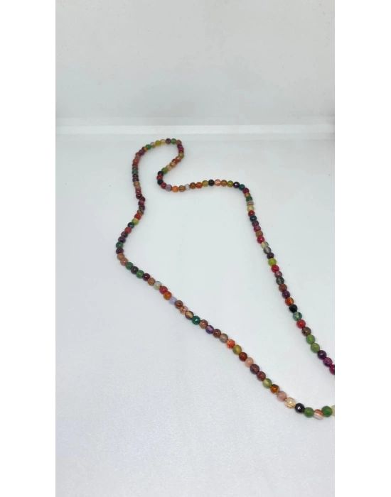 A Kalite Kesme Karma Akik Taşı Kolye 4mm