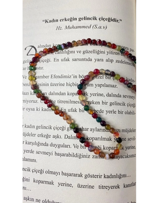 A Kalite Kesme Karma Akik Taşı Kolye 4mm