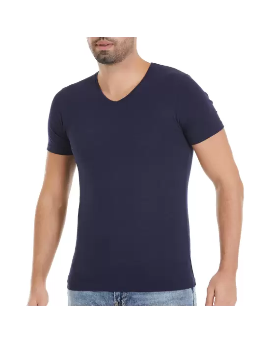 Yıldız Modal V Yaka T-Shirt Lacivert