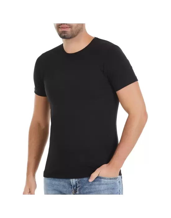 Yıldız Modal O Yaka T-Shirt Siyah